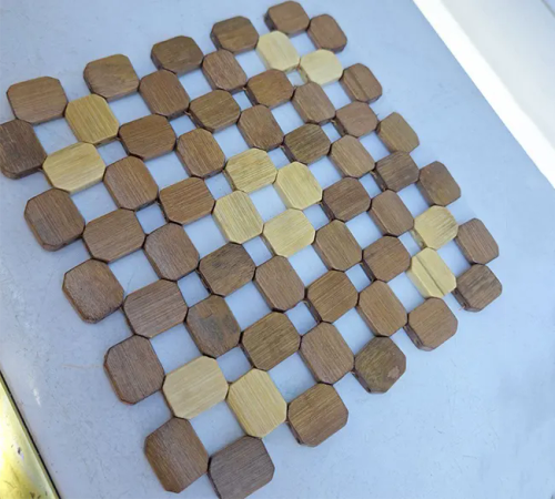 زیر دیگی مهره ای چوبی مربع زیر قابلمه ای با مهره چوبی سایز19*19